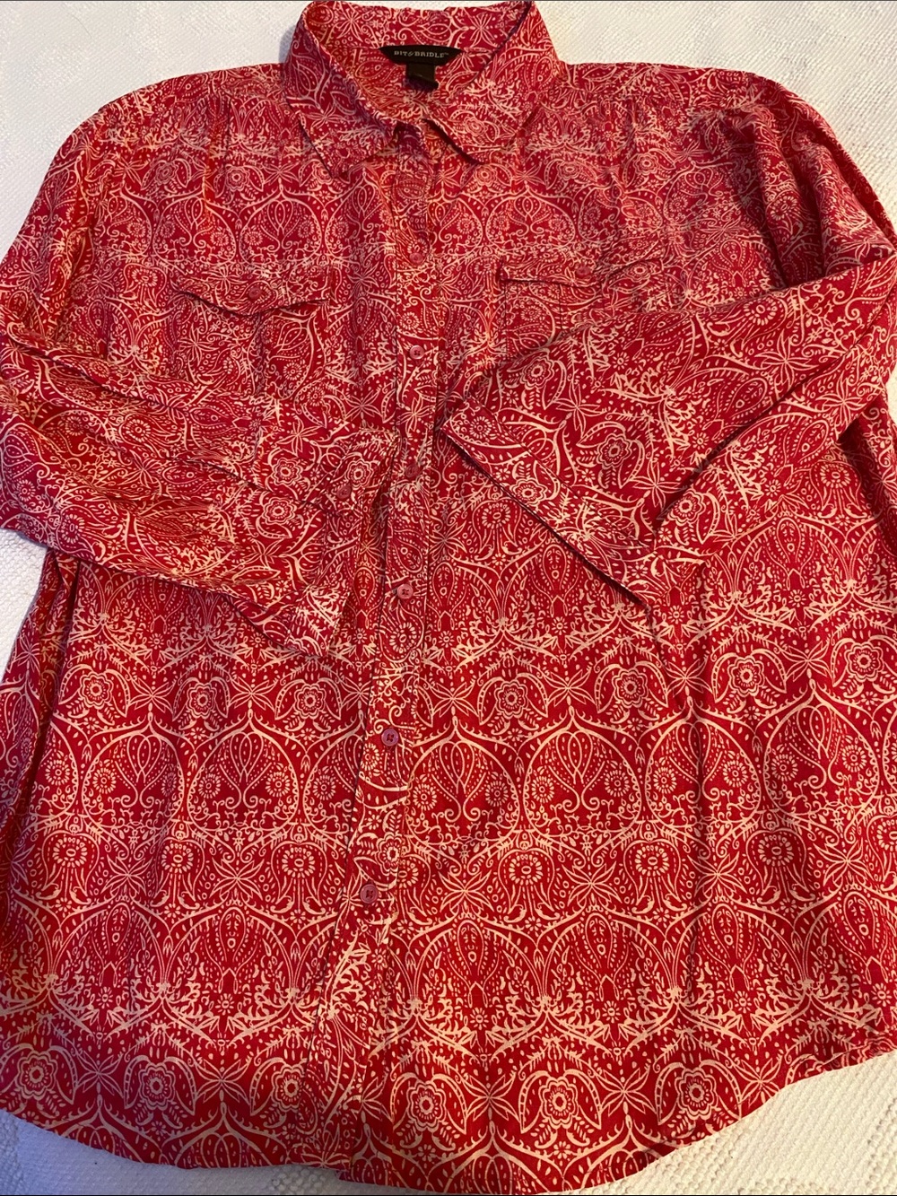 Bit & Bridle Red Printed Button-Down Shirt - Picture 5 of 7